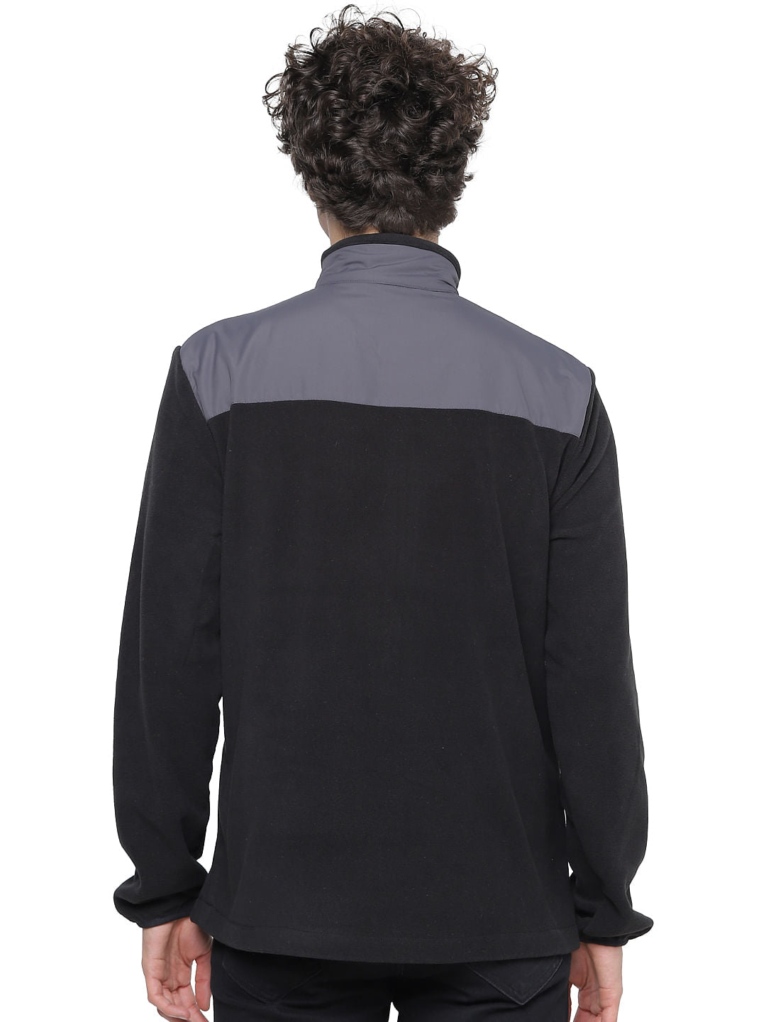Black Colourblocked Fleece Jacket