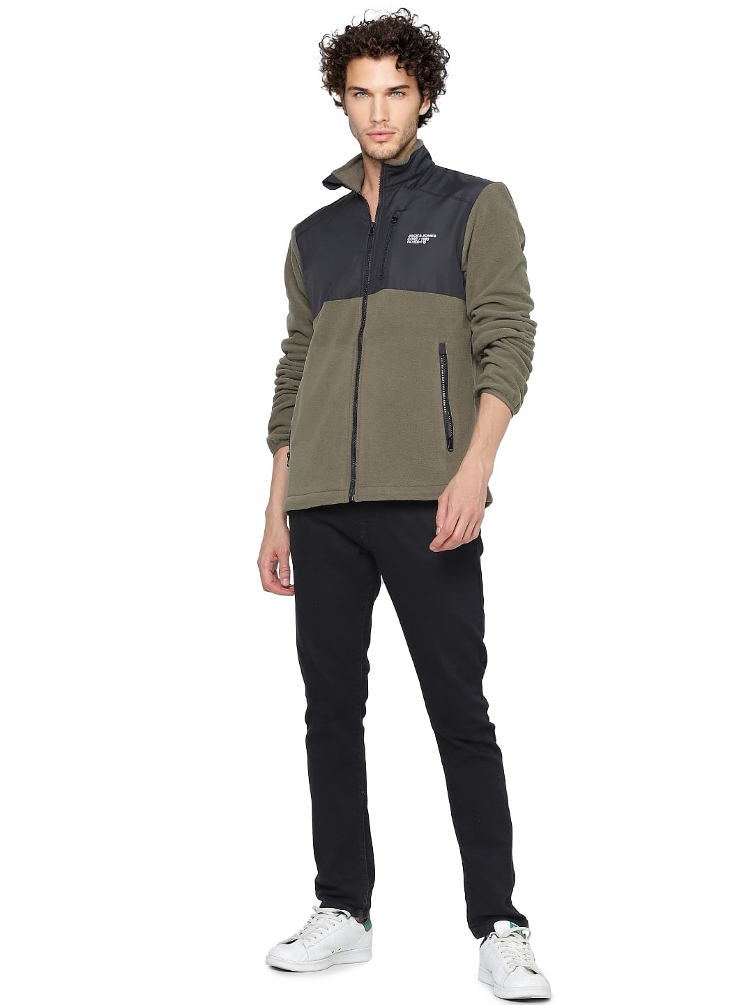 Black Colourblocked Fleece Jacket - S