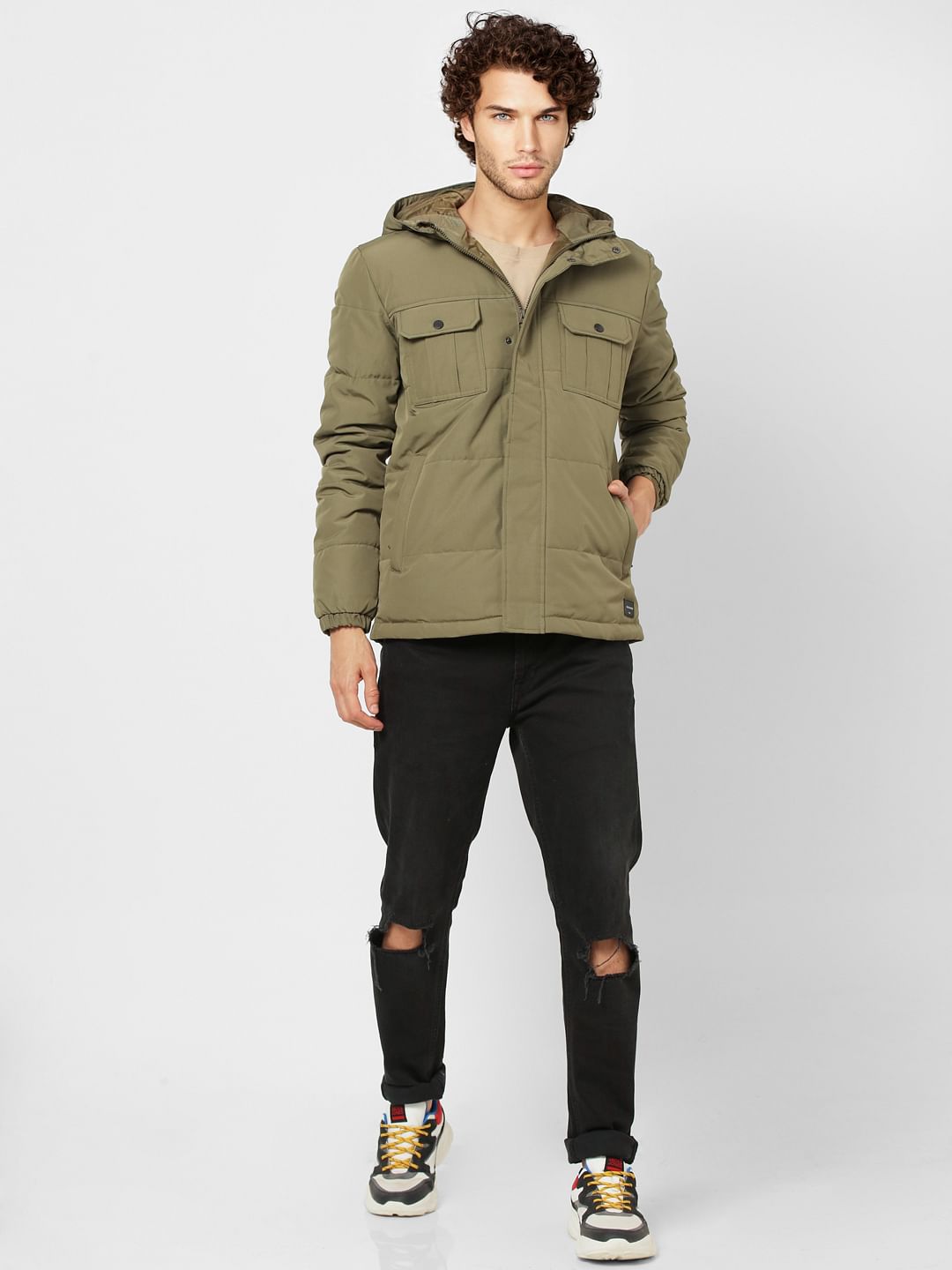 Olive Green Puffer Jacket