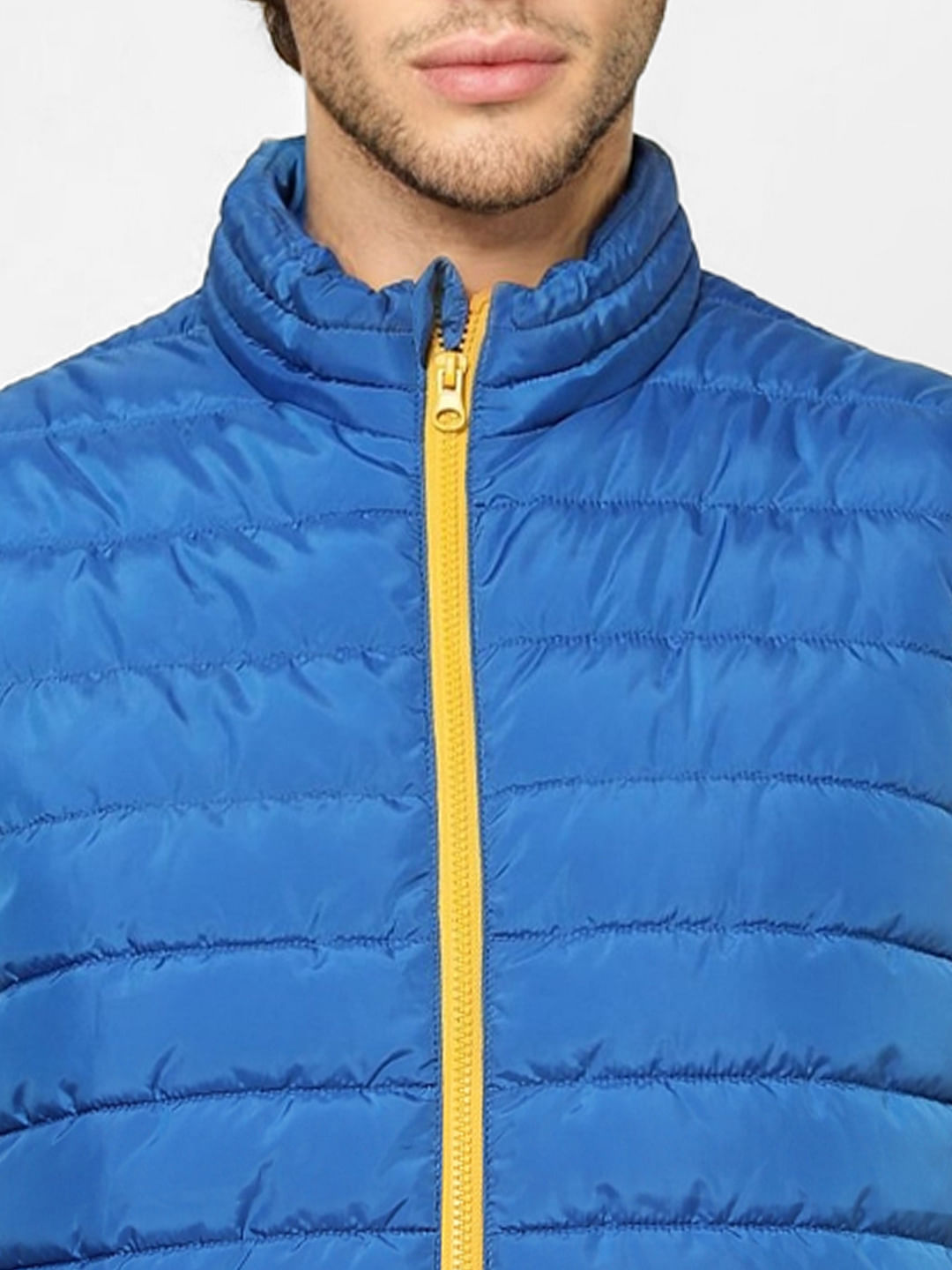 Blue Zip Up Puffer Jacket