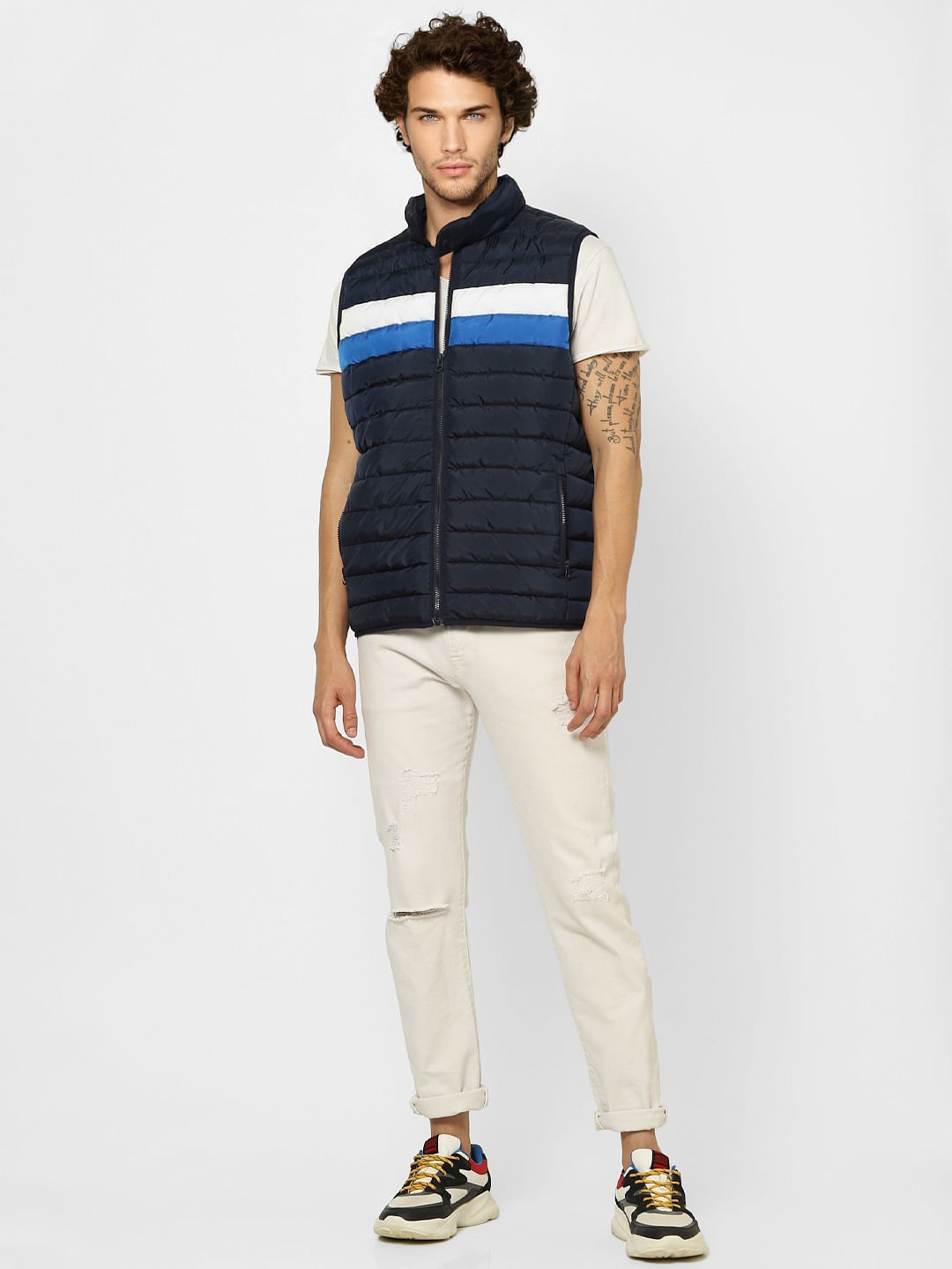 Black Colourblocked Puffer Jacket - S