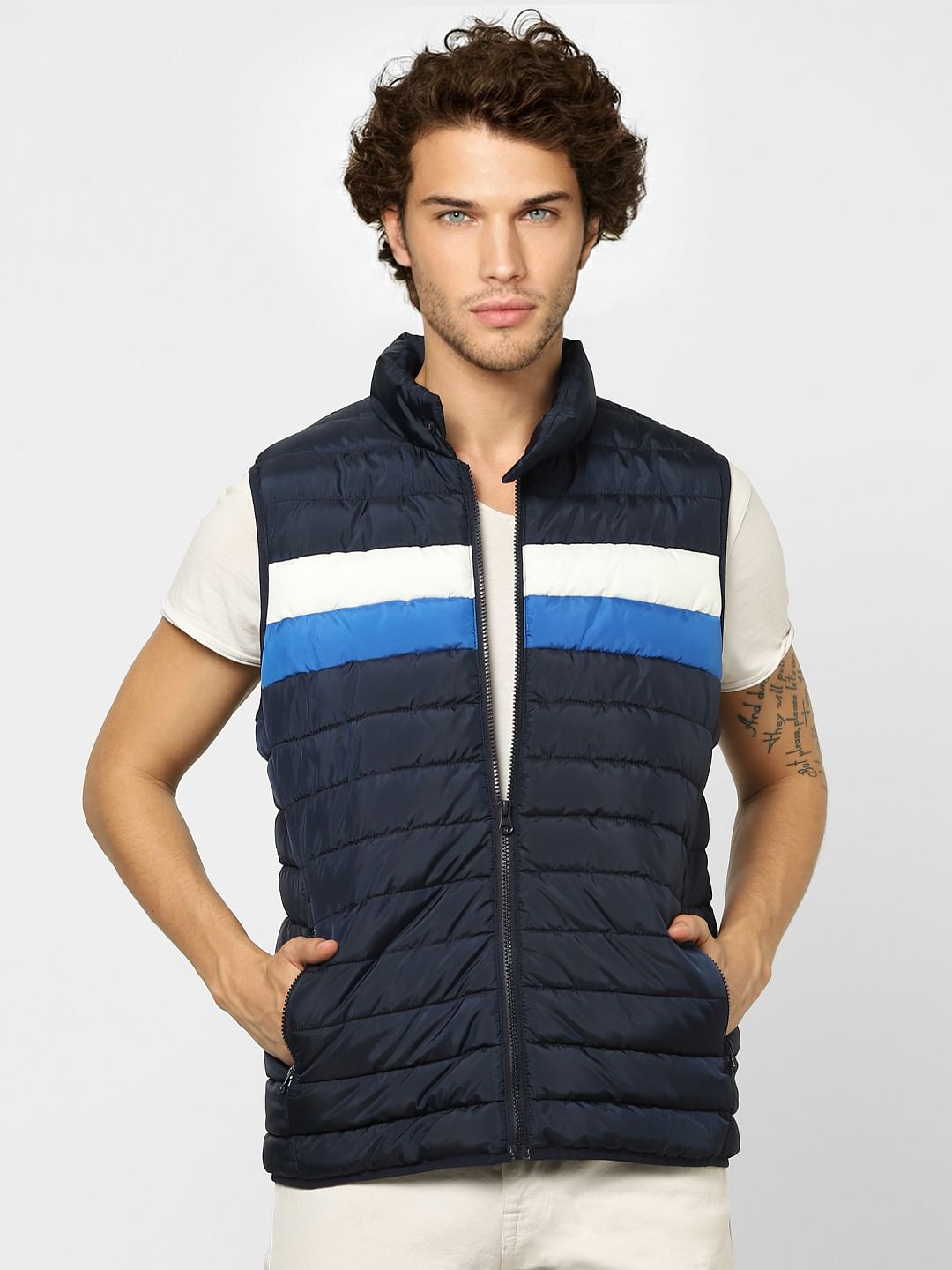 Black Colourblocked Puffer Jacket