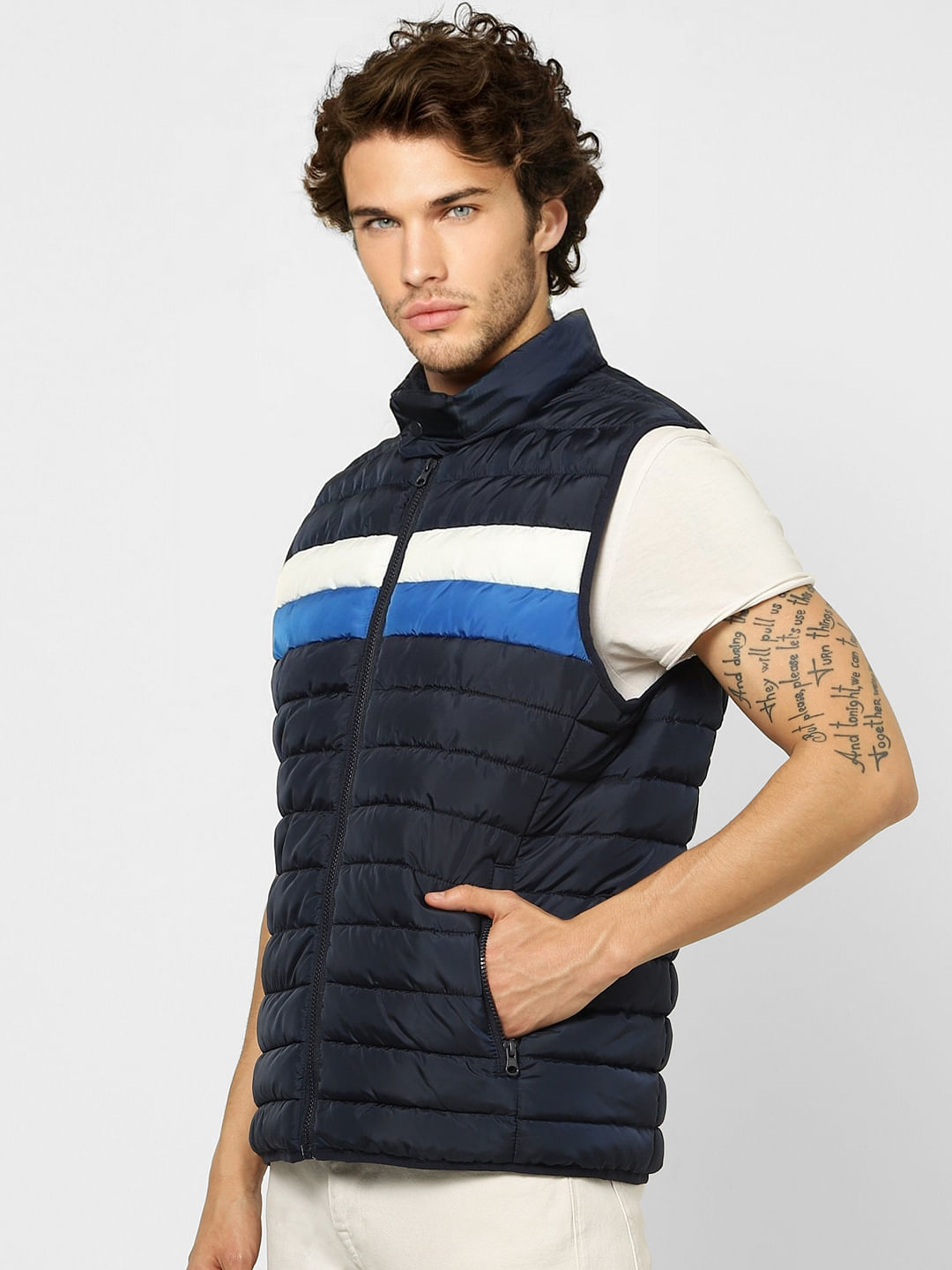 Black Colourblocked Puffer Jacket