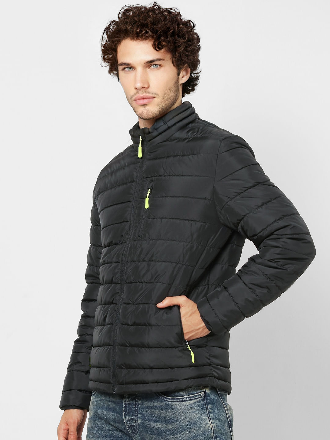 Black High Neck Puffer Jacket