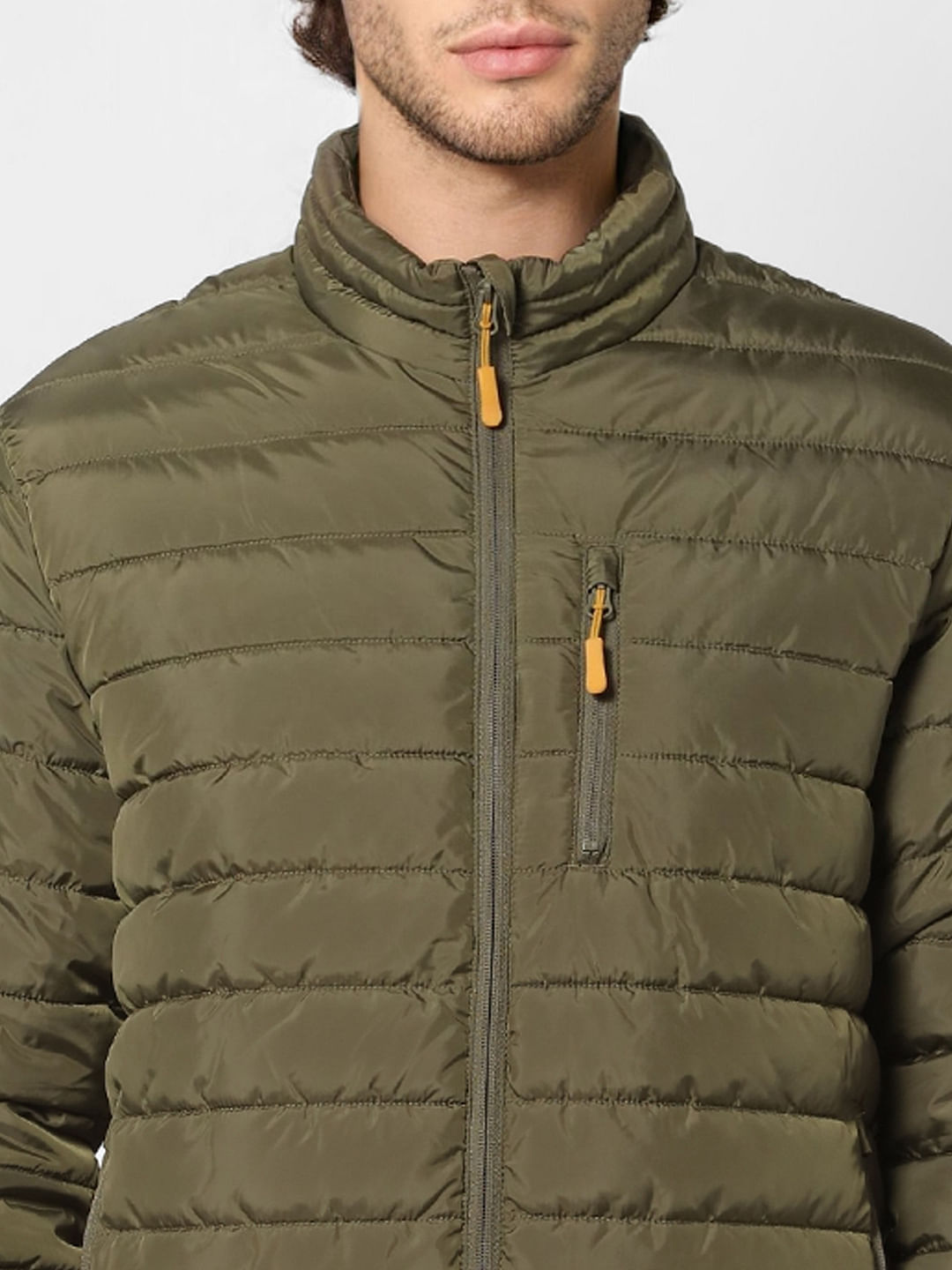 Green High Neck Puffer Jacket