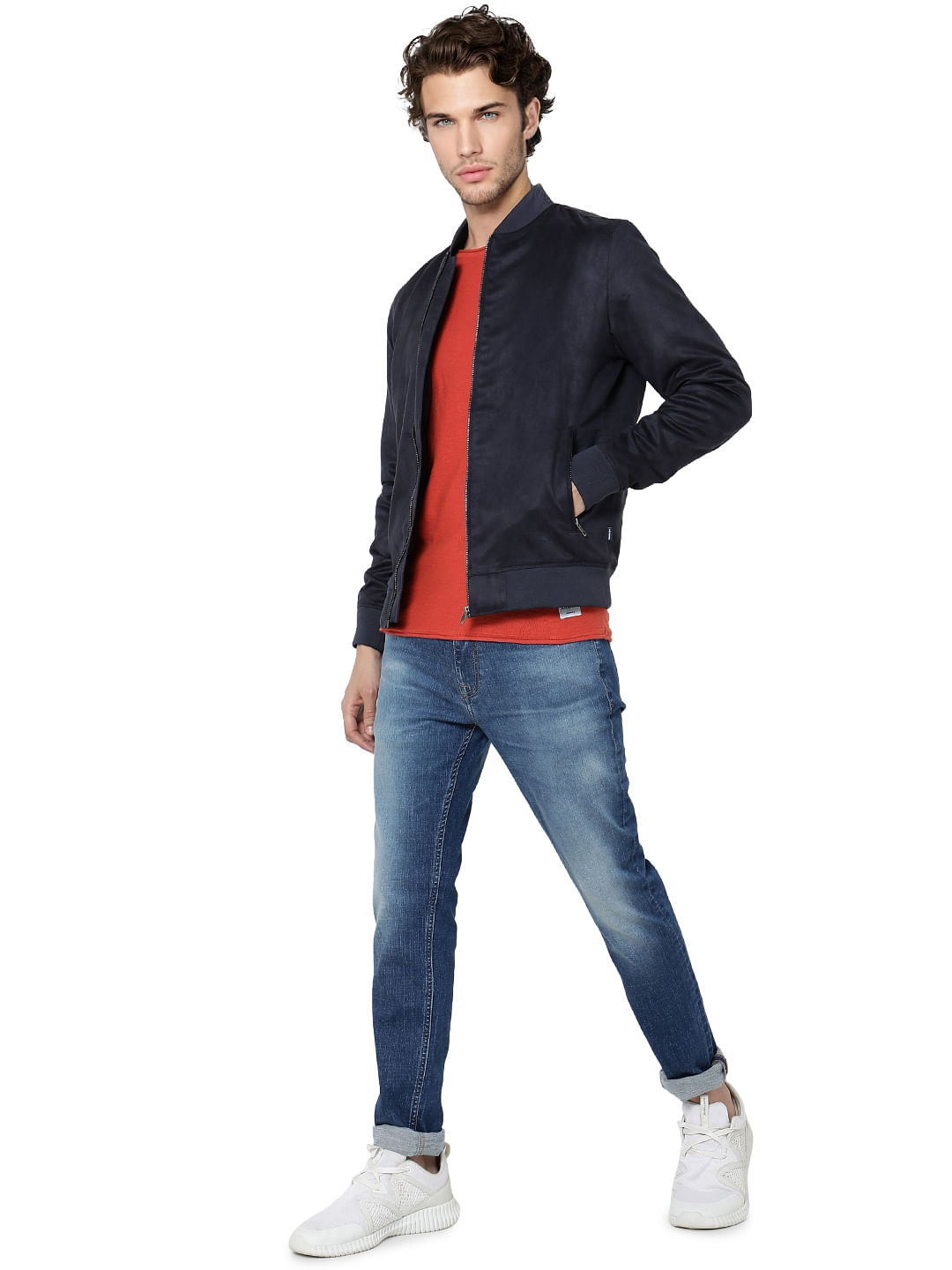 Navy Blue Bomber Jacket - S