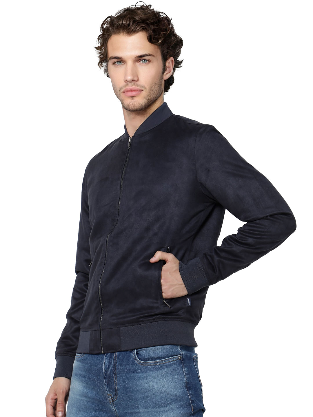 Navy Blue Bomber Jacket