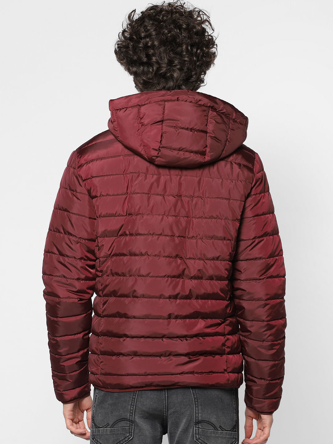 Maroon Hooded Puffer Jacket
