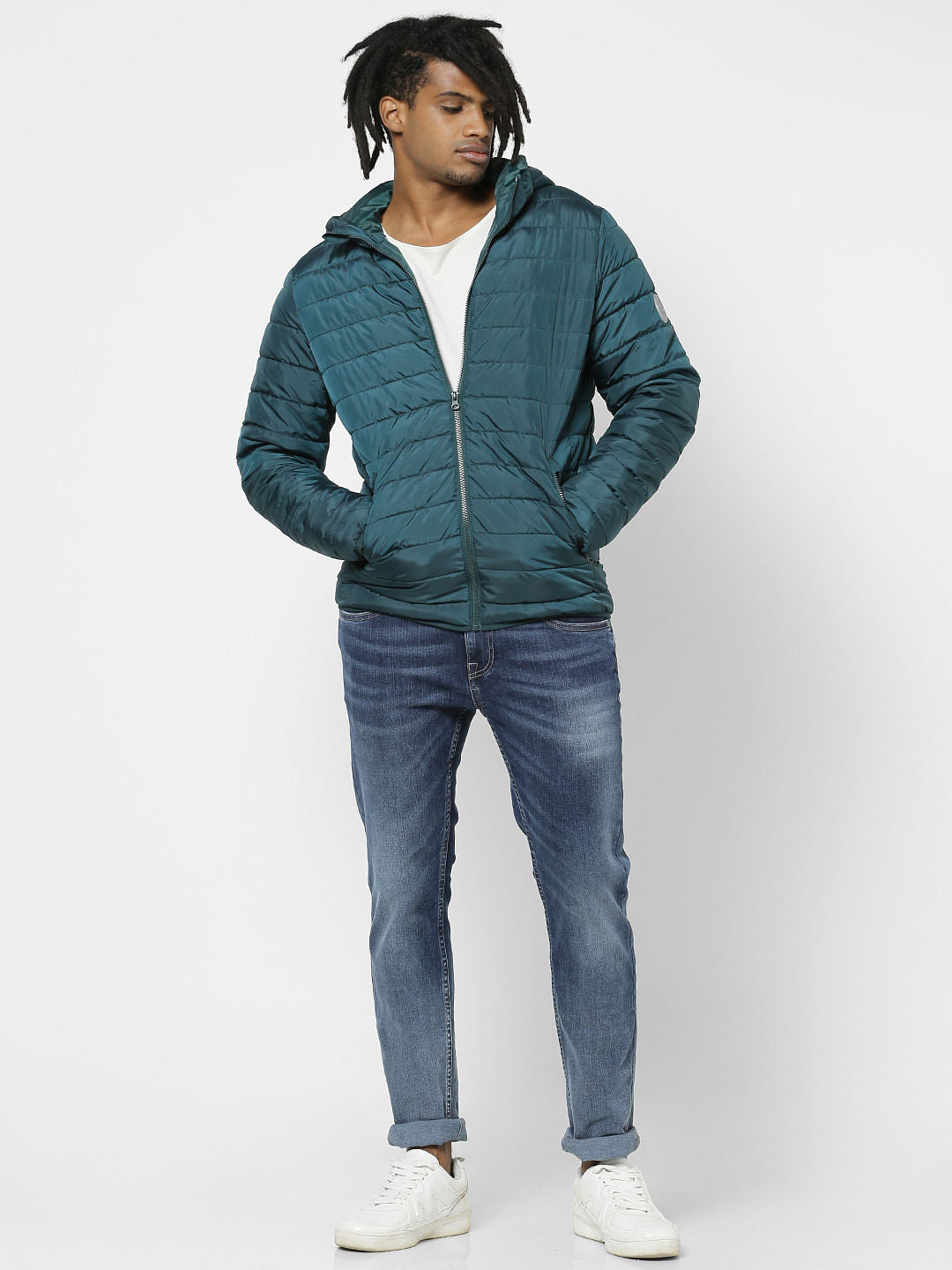 Green Hooded Puffer Jacket - S