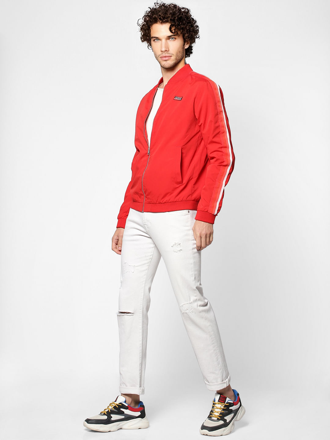 Red Tape Detail Bomber Jacket - S