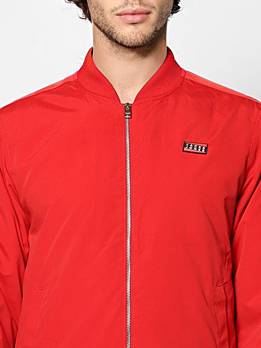 Red Tape Detail Bomber Jacket