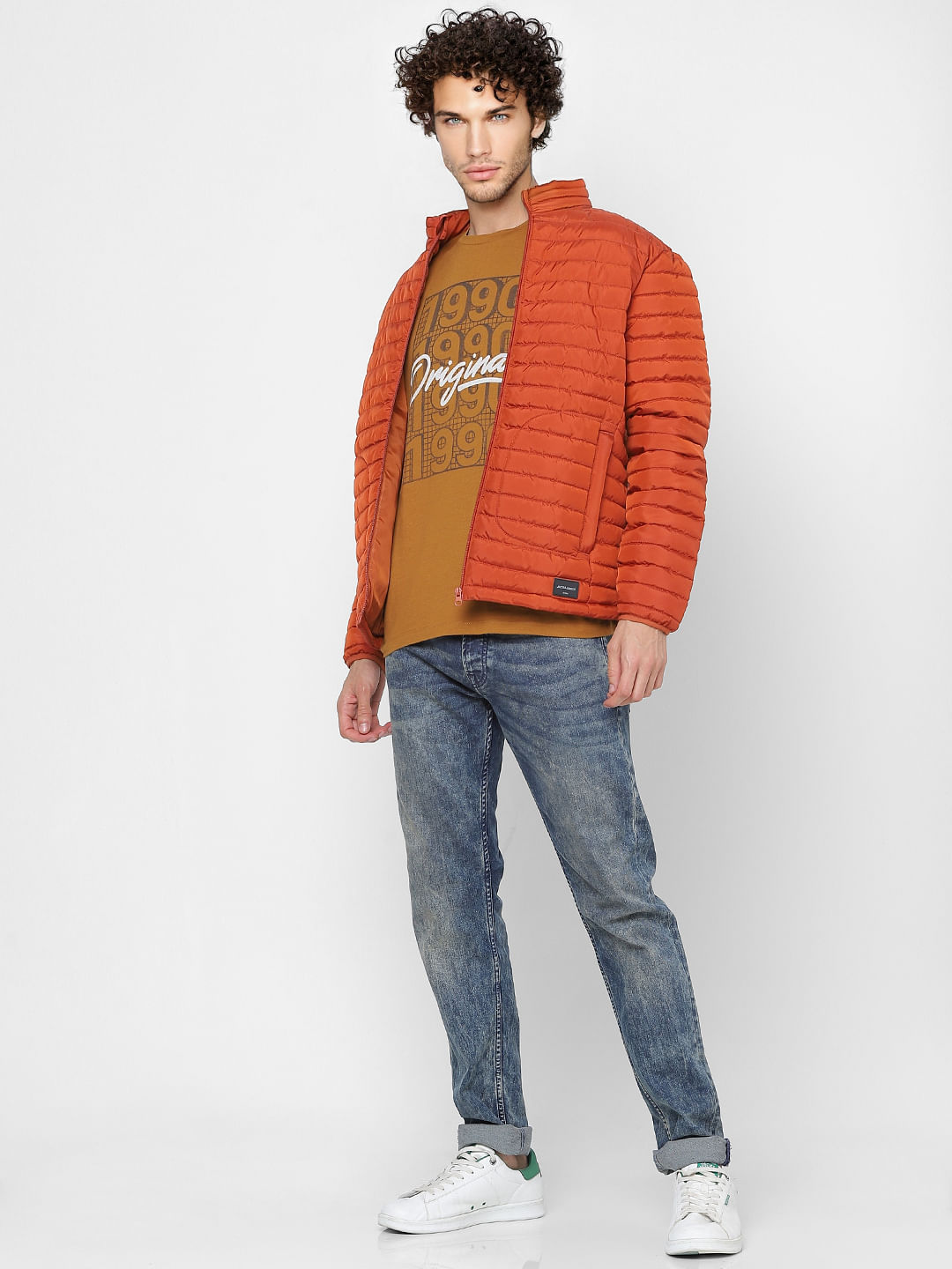 Red High Neck Puffer Jacket - S