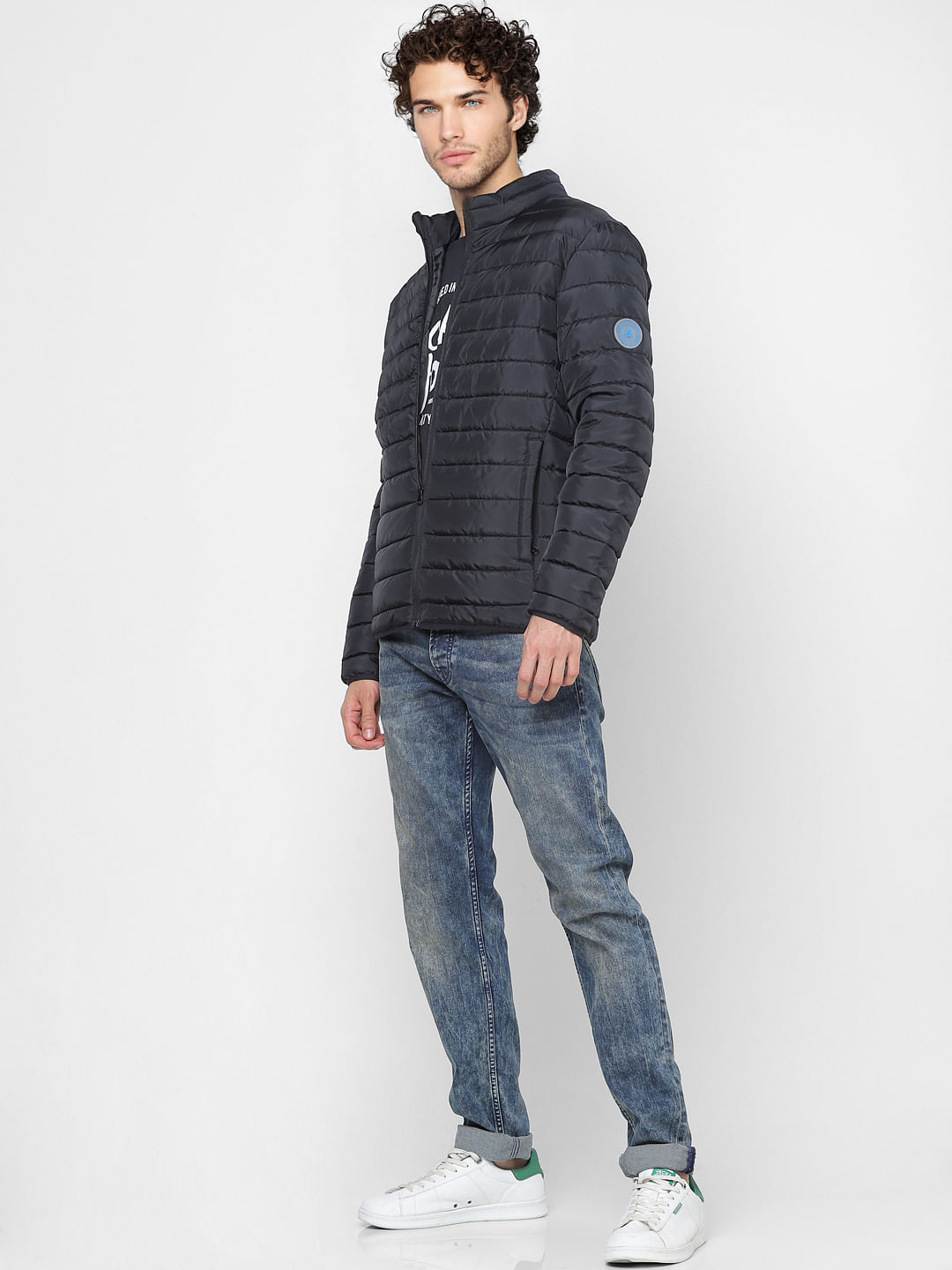 Black High Neck Puffer Jacket - S