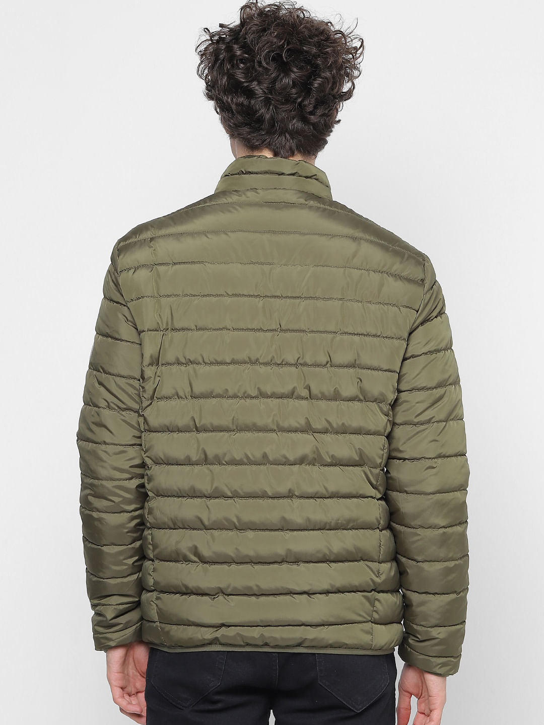 Olive Green High Neck Puffer Jacket