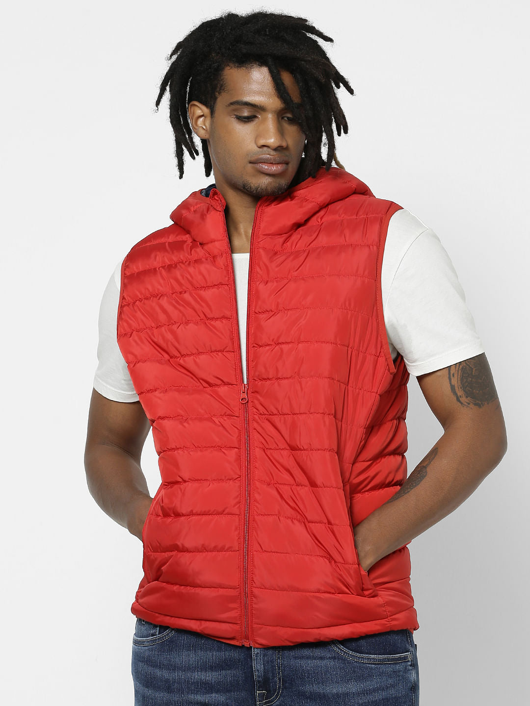 Red Hooded Puffer Jacket