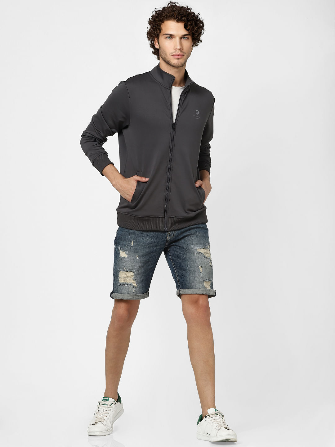 Dark Grey High Neck Jacket - S