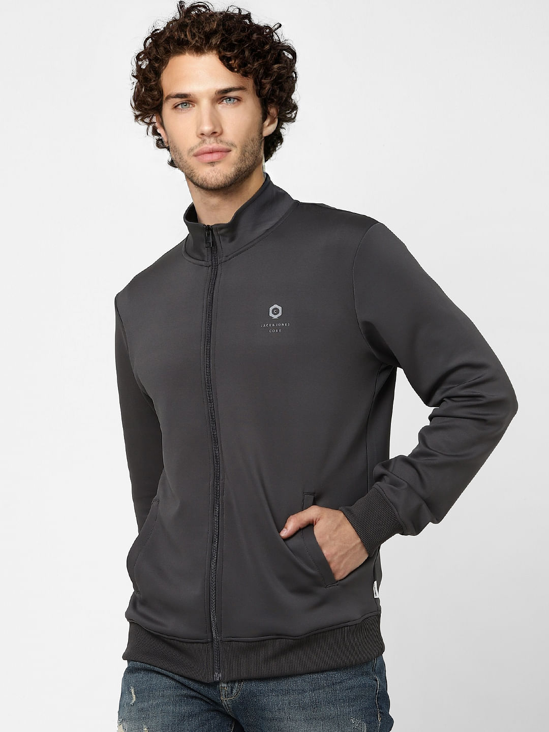 Dark Grey High Neck Jacket