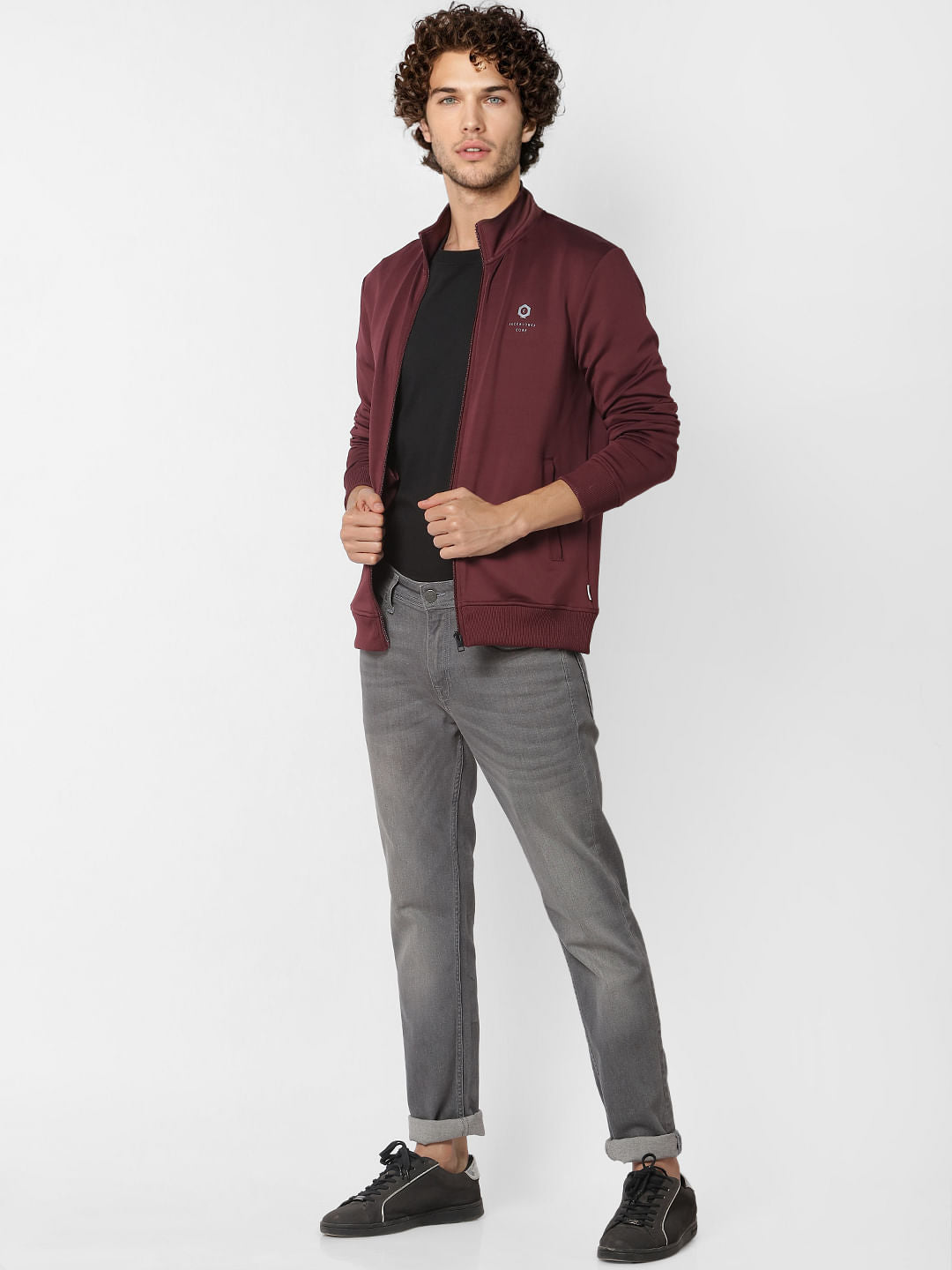Maroon High Neck Jacket - S