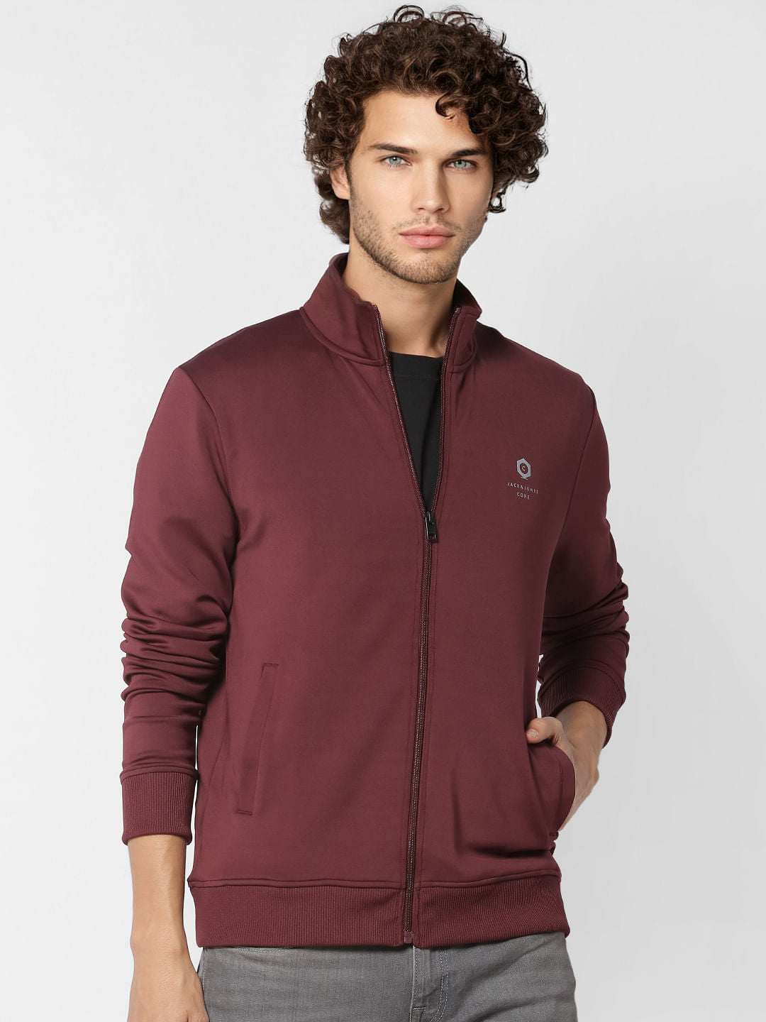 Maroon High Neck Jacket