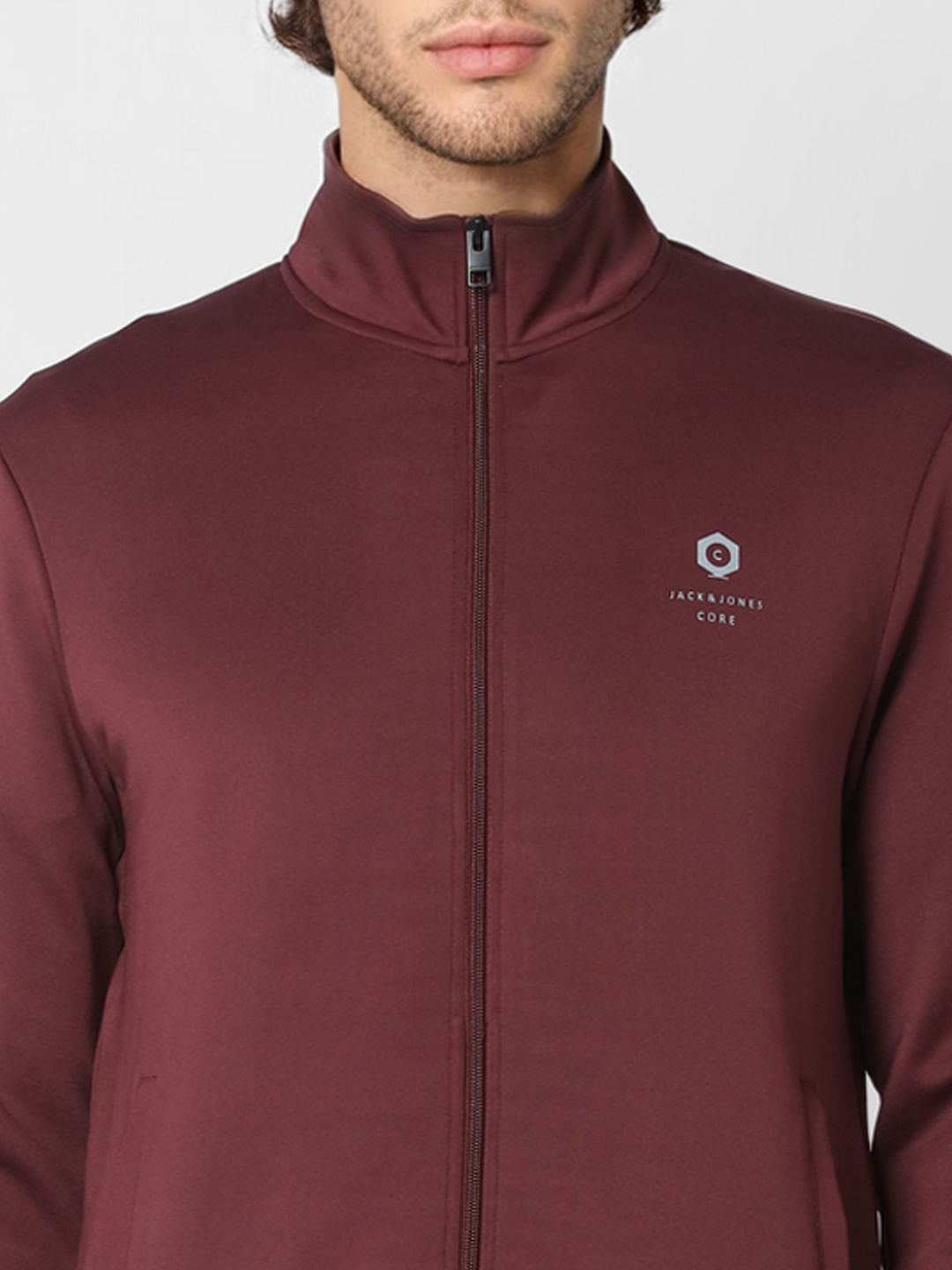Maroon High Neck Jacket