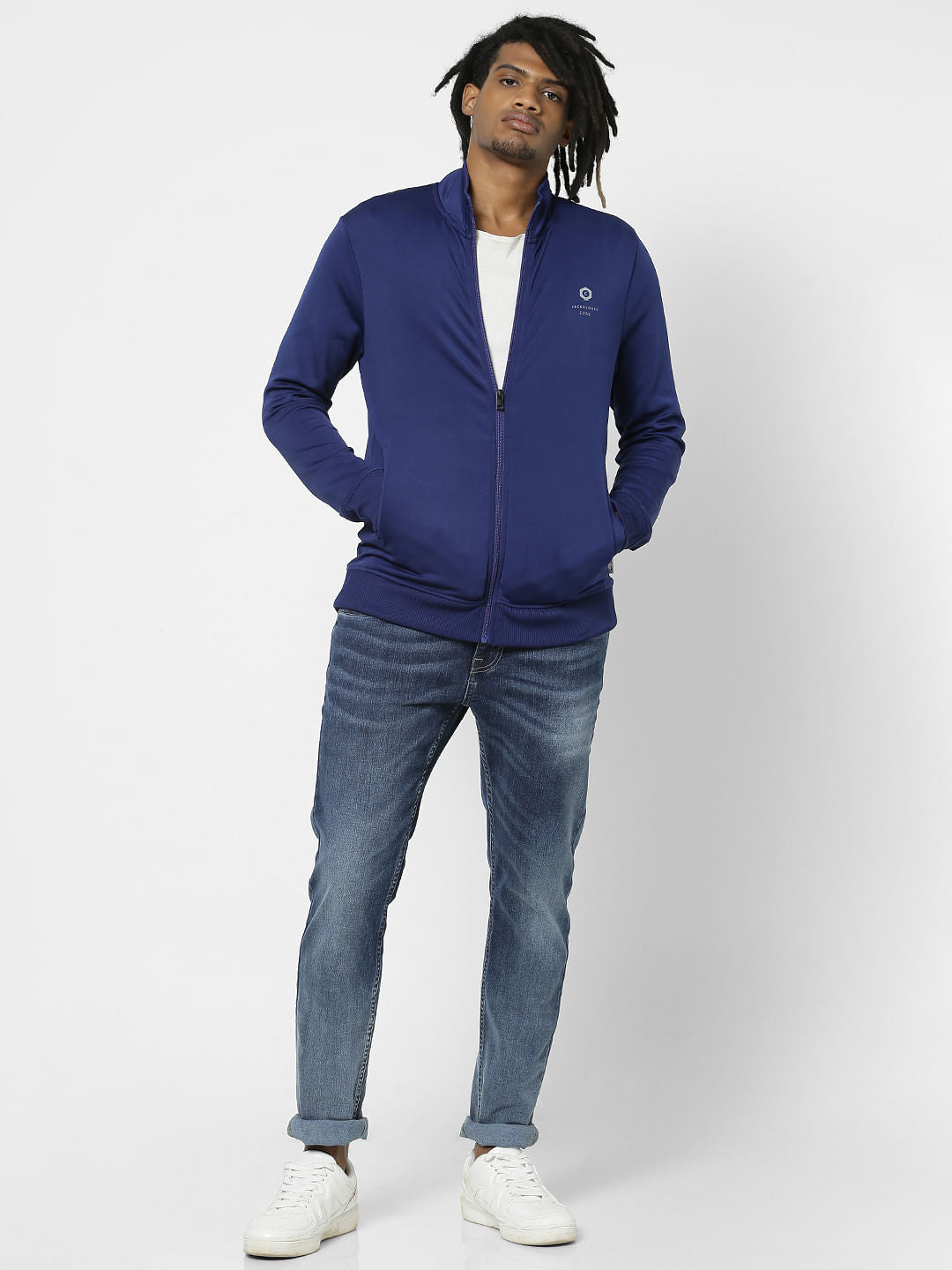 Blue High Neck Jacket - S