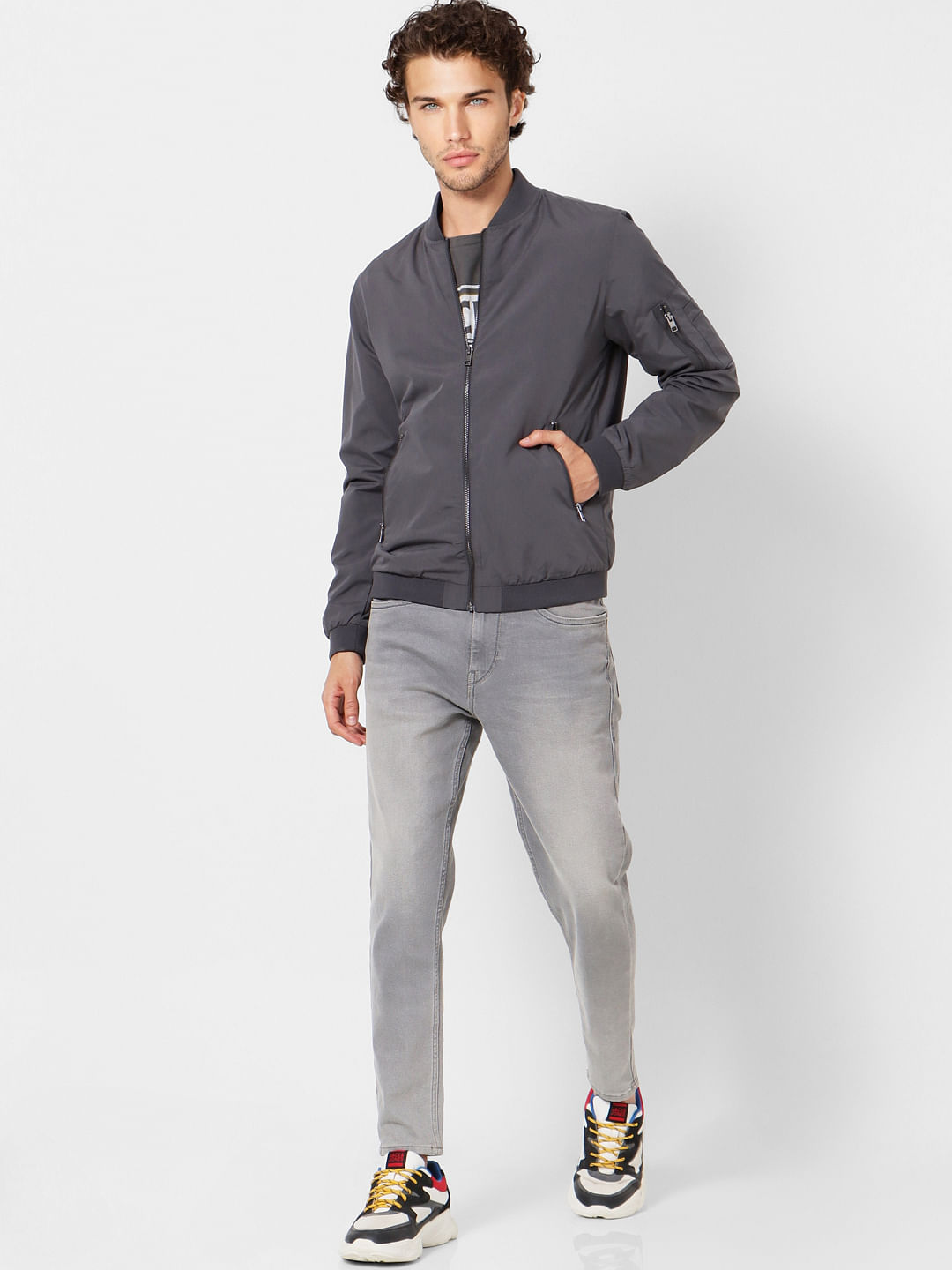Dark Grey Bomber Jacket - XL