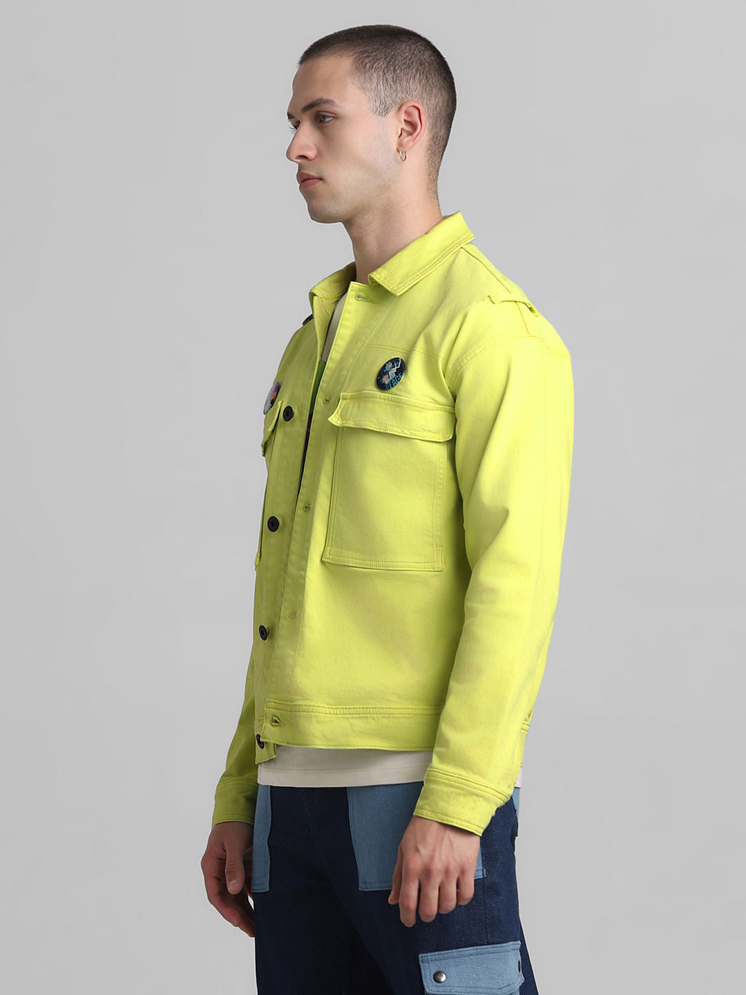 RICK & MORTY Lime Yellow Badge Detail Jacket