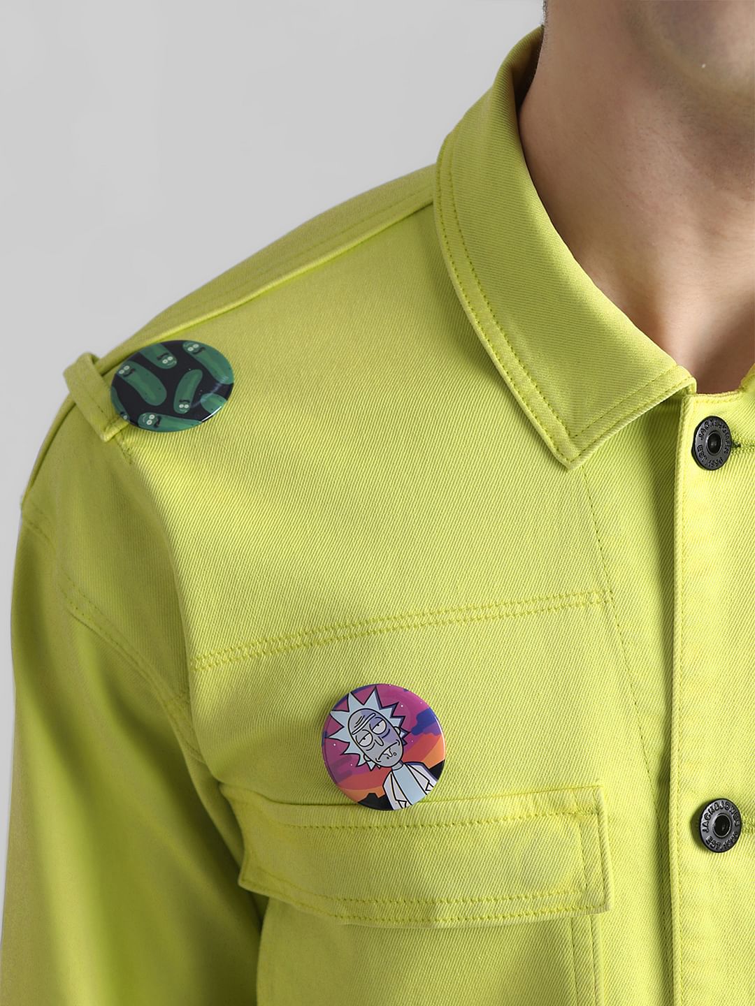 RICK & MORTY Lime Yellow Badge Detail Jacket