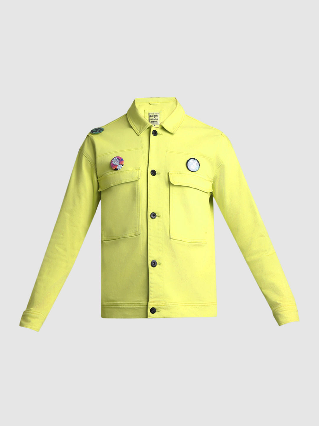 RICK & MORTY Lime Yellow Badge Detail Jacket