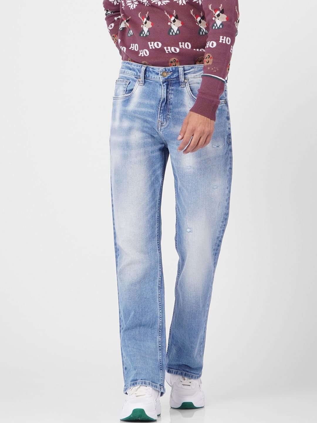 Blue High Rise Washed Bootcut Jeans