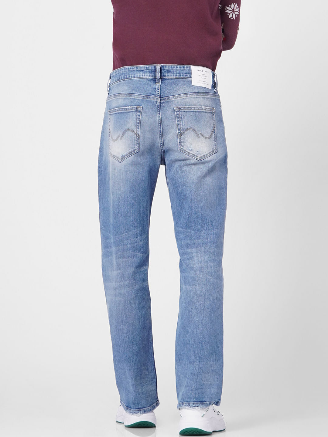 Blue High Rise Washed Bootcut Jeans