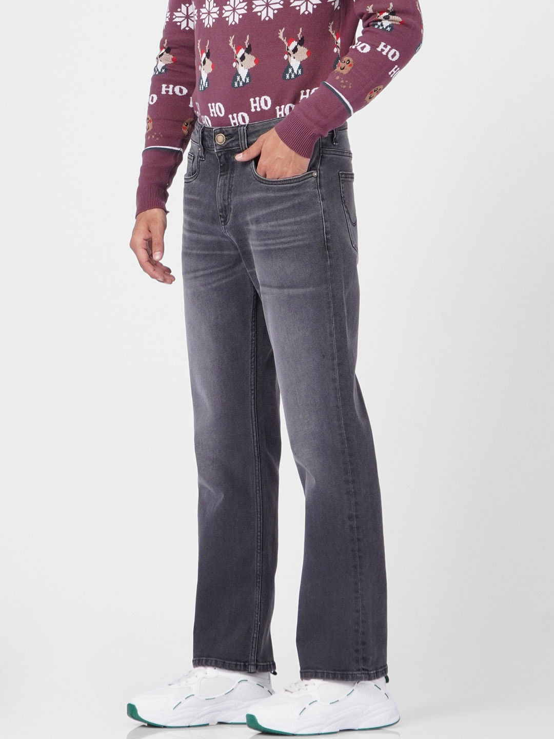 Black High Rise Washed Bootcut Jeans