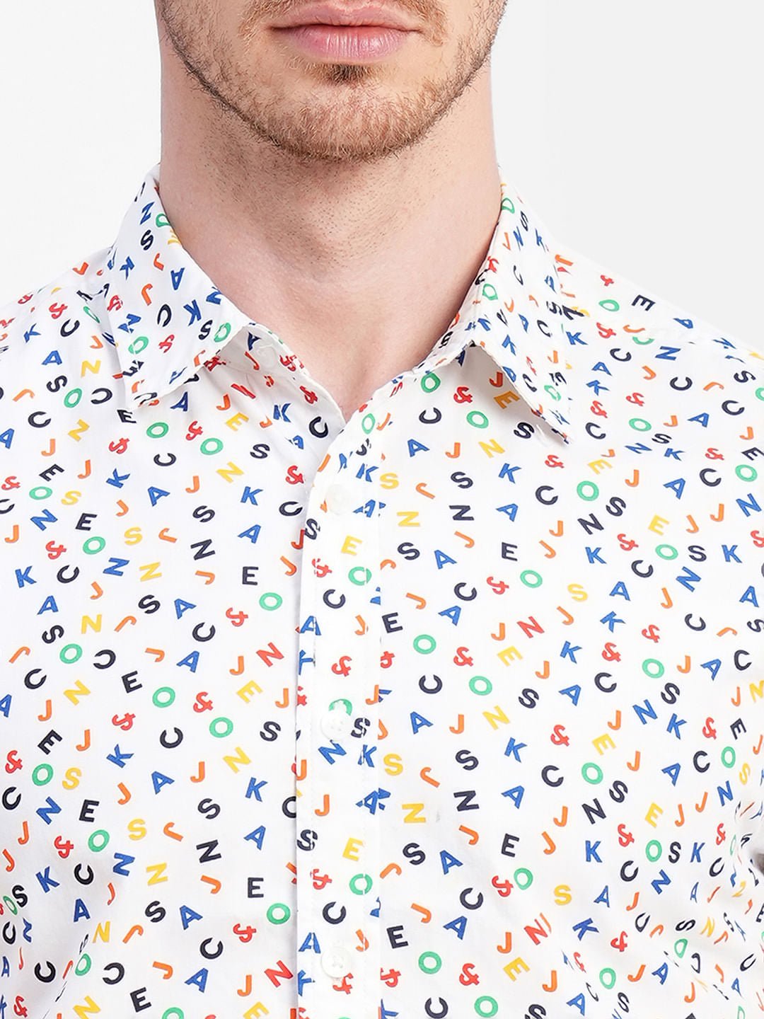 White Logo Print Short Sleeves Shirt