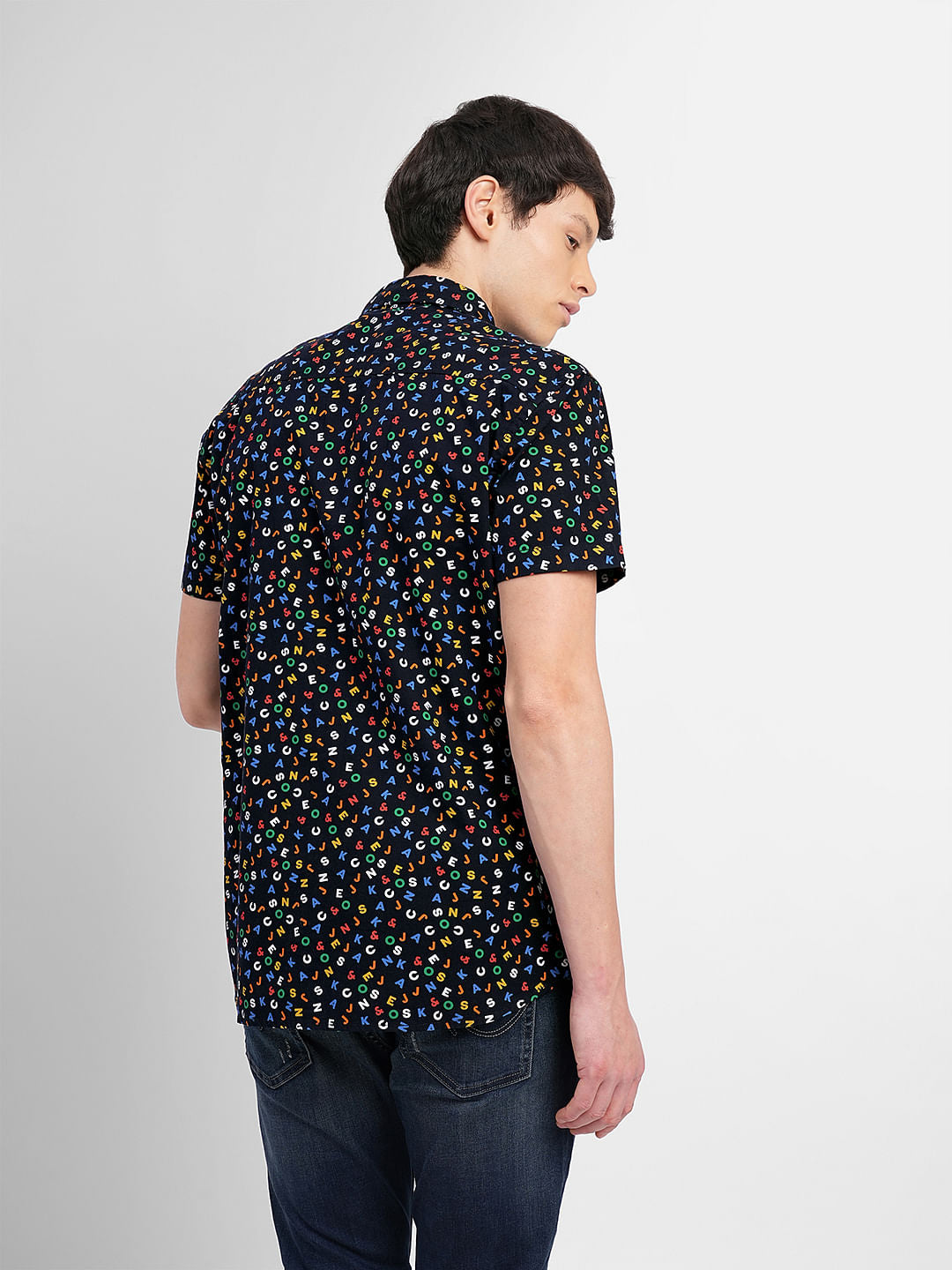 Black All Over Print Short Sleeves Shirt