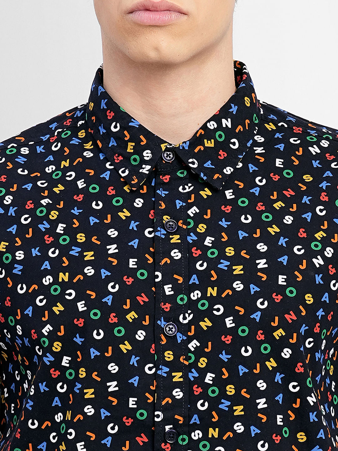 Black All Over Print Short Sleeves Shirt