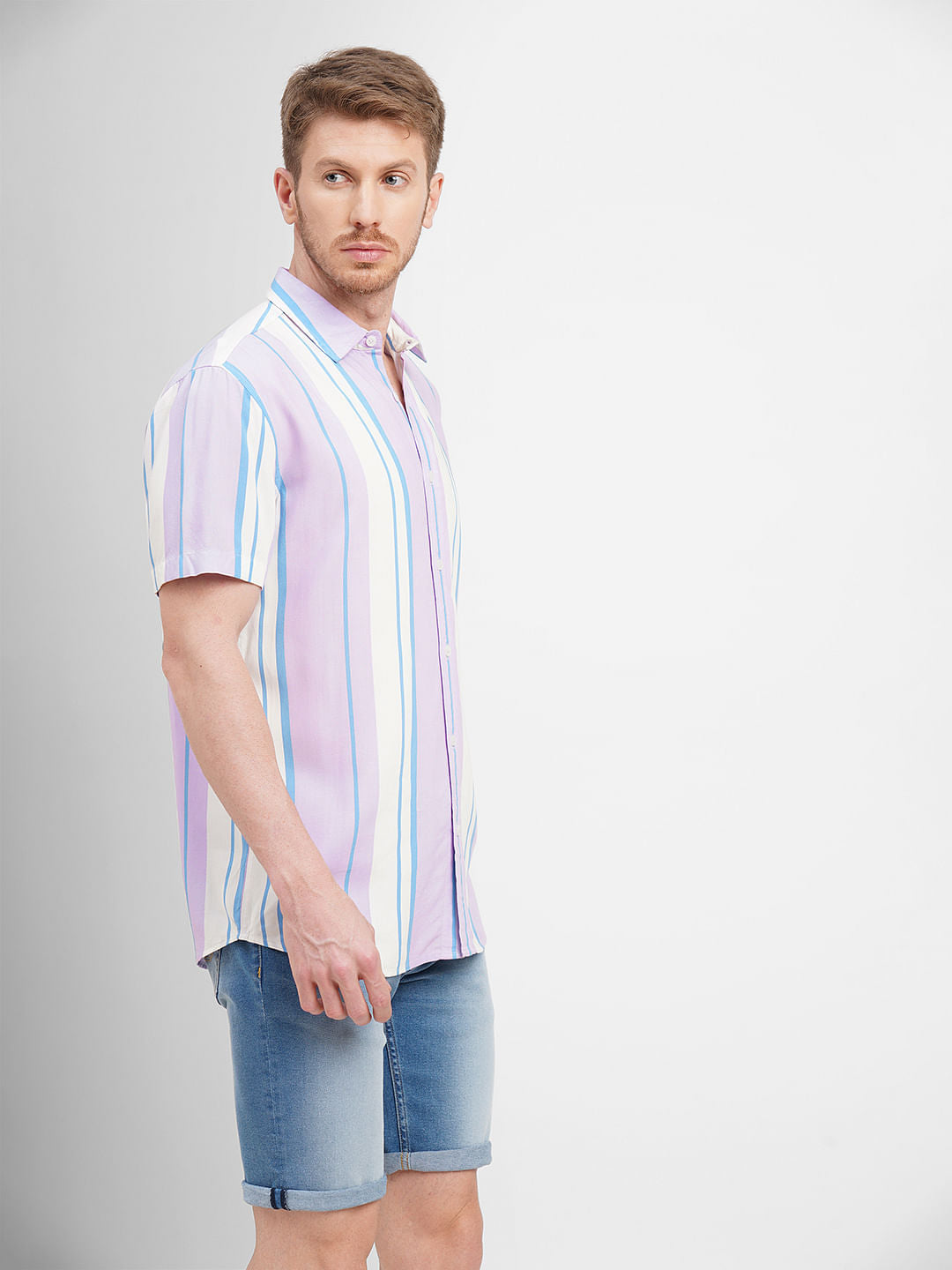 Orchid Colourblocked Short Sleeves Shirt