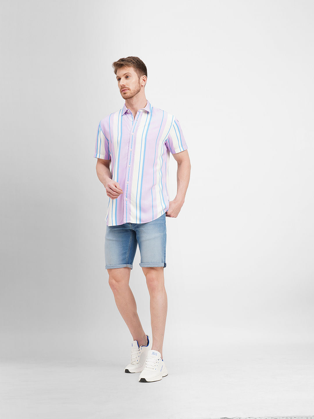 Orchid Colourblocked Short Sleeves Shirt