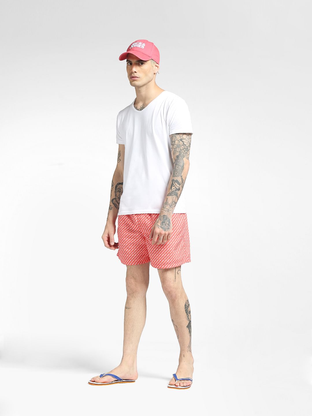 Orange Logo Print Swim Shorts - S