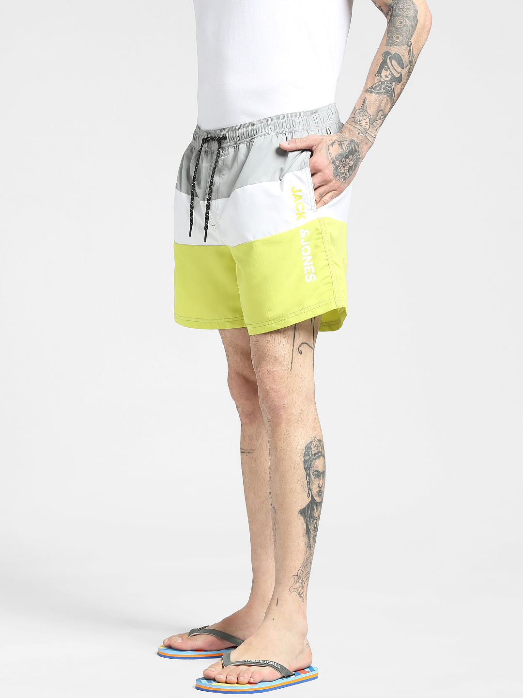 Yellow Colourblocked Swim Shorts