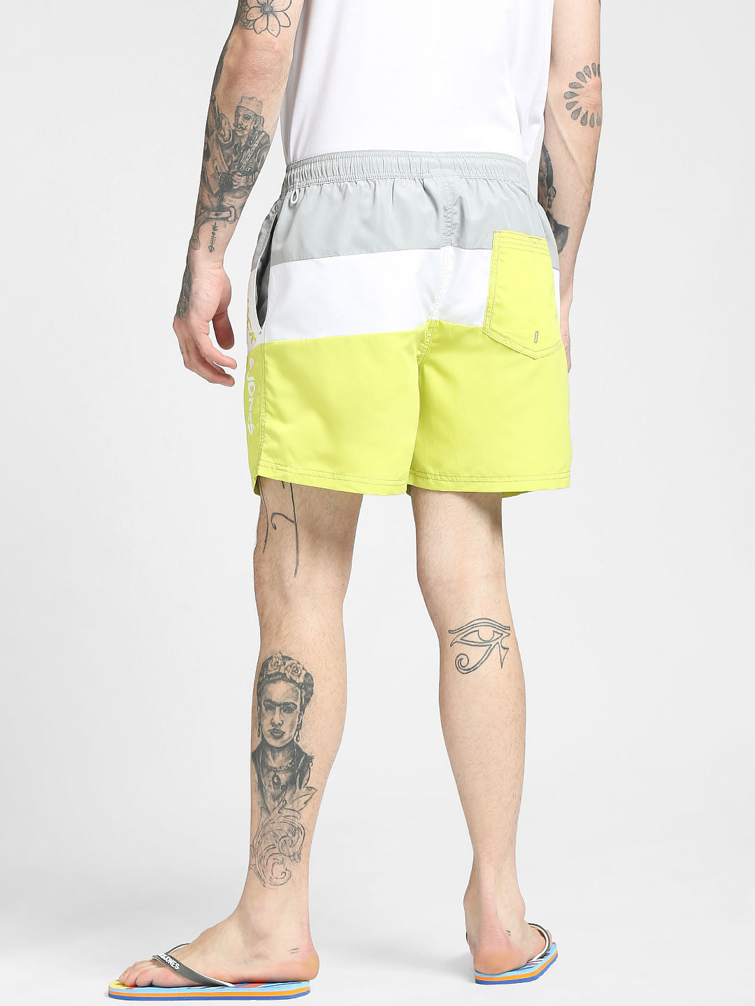 Yellow Colourblocked Swim Shorts