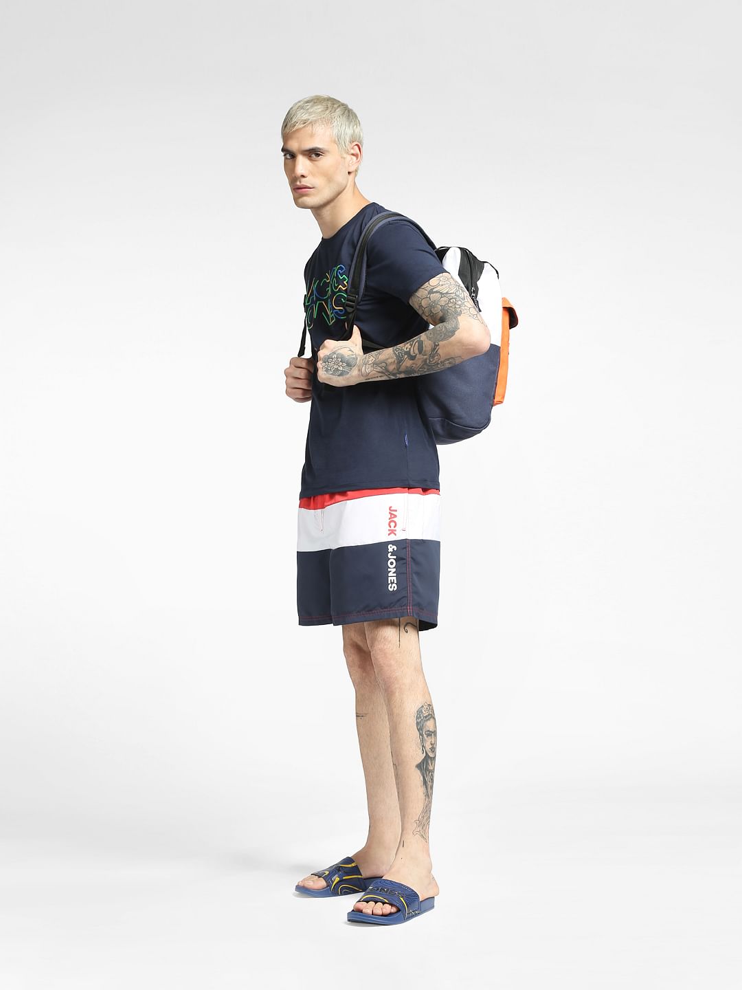 Red Colourblocked Swim Shorts