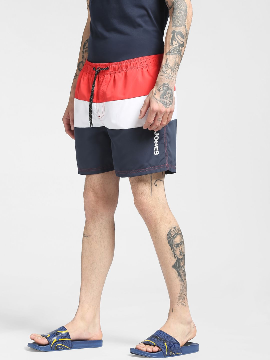 Red Colourblocked Swim Shorts