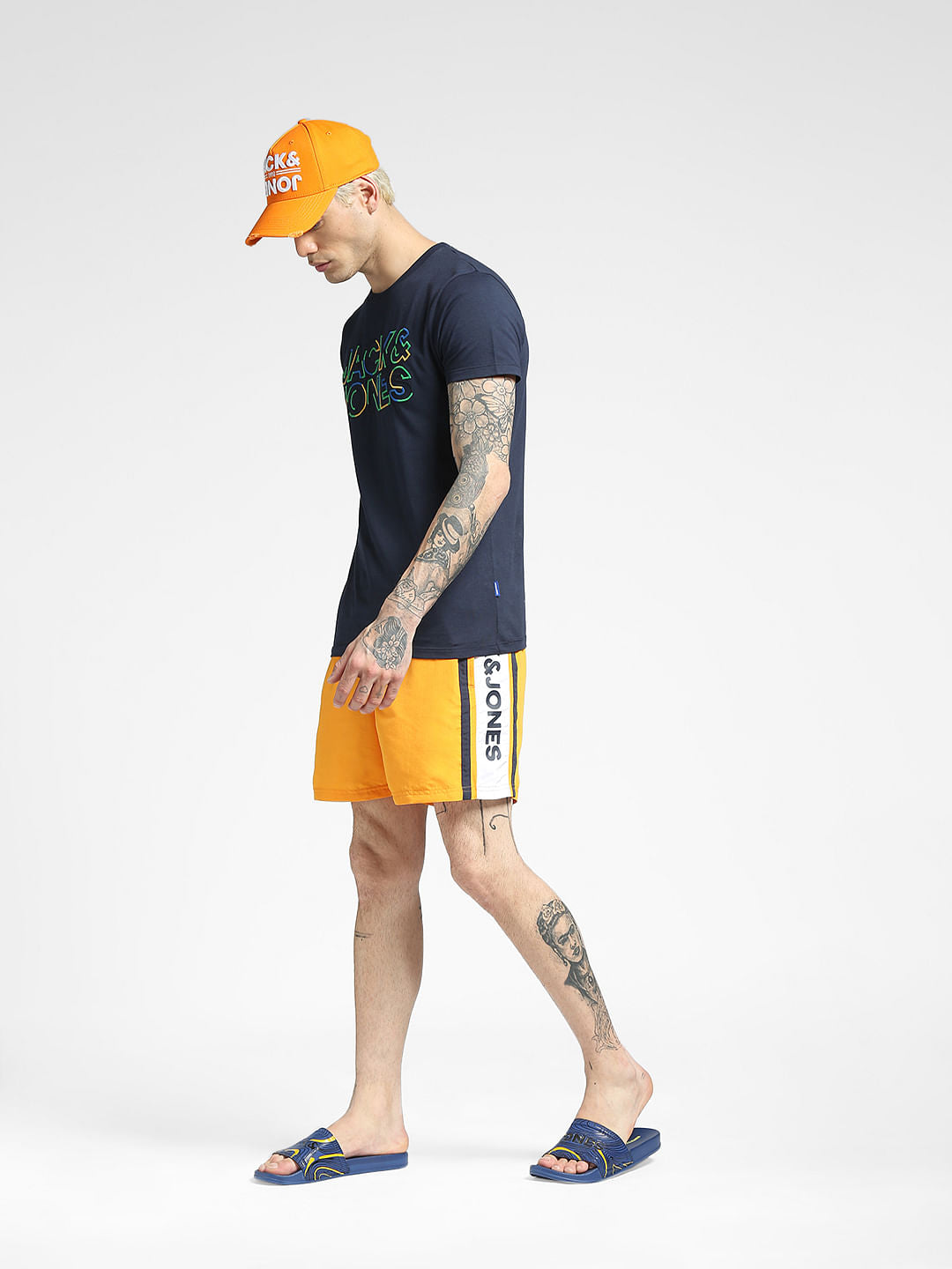 Orange Tape Detail Swim Shorts - S