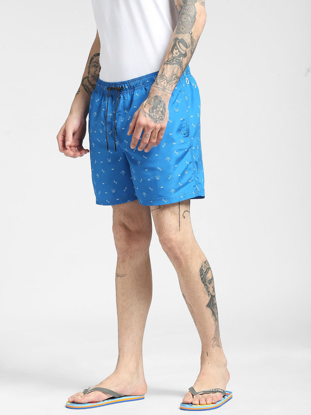 Blue Printed Swim Shorts