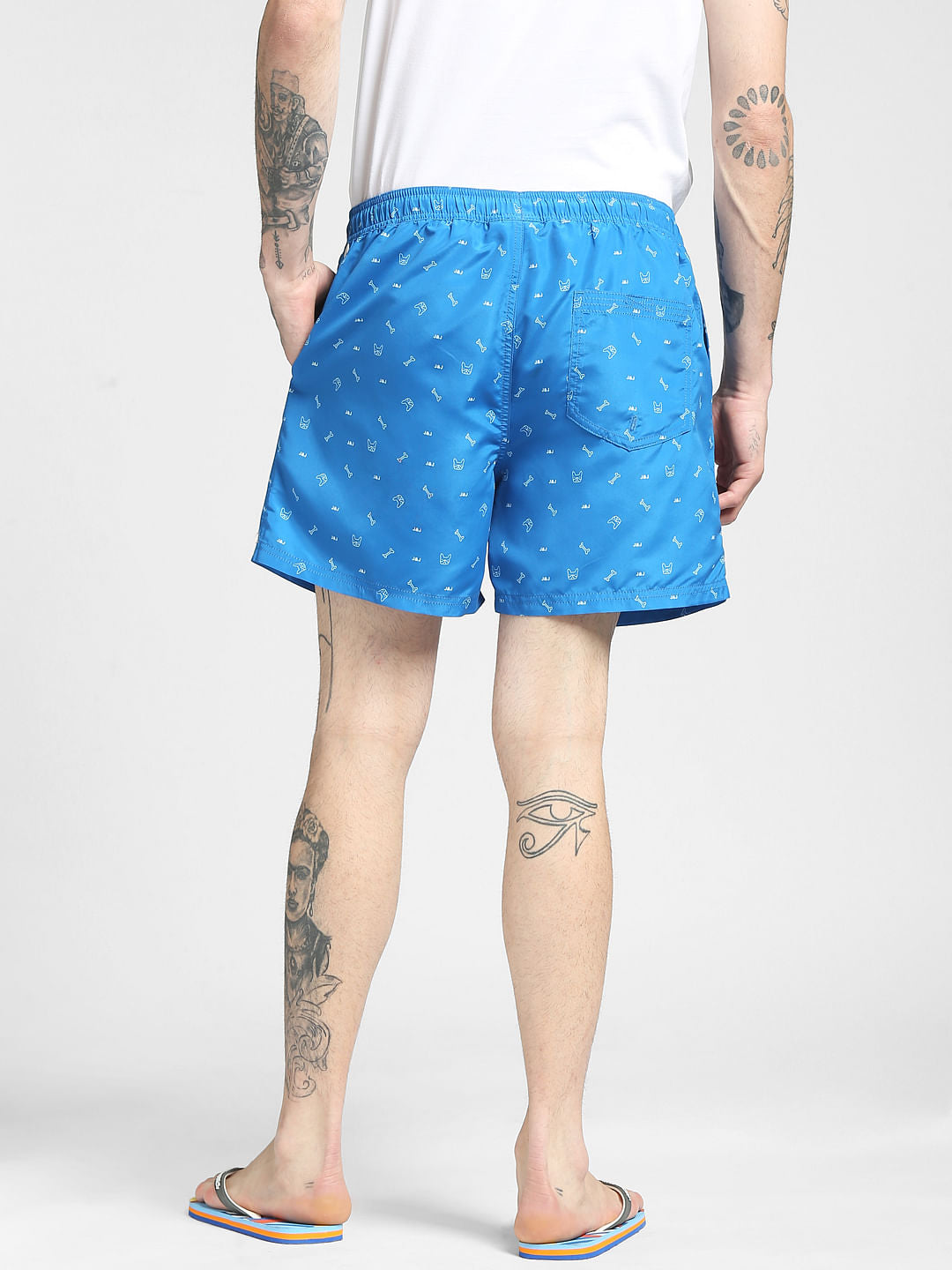 Blue Printed Swim Shorts