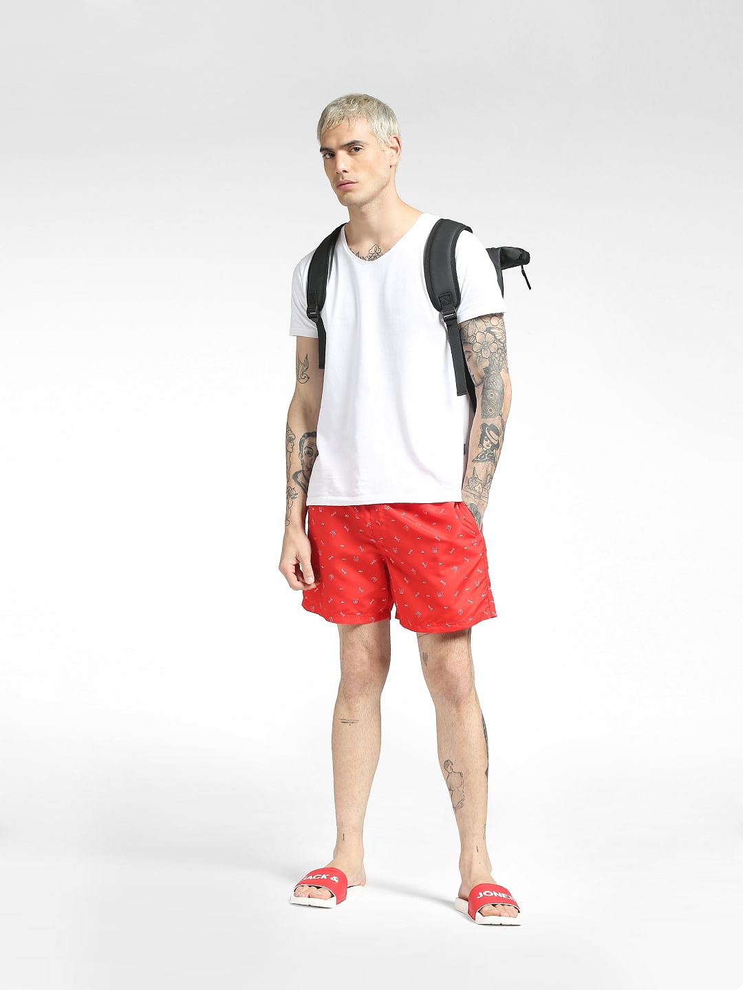 Red Printed Swim Shorts - S