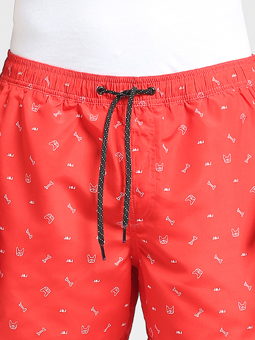 Red Printed Swim Shorts