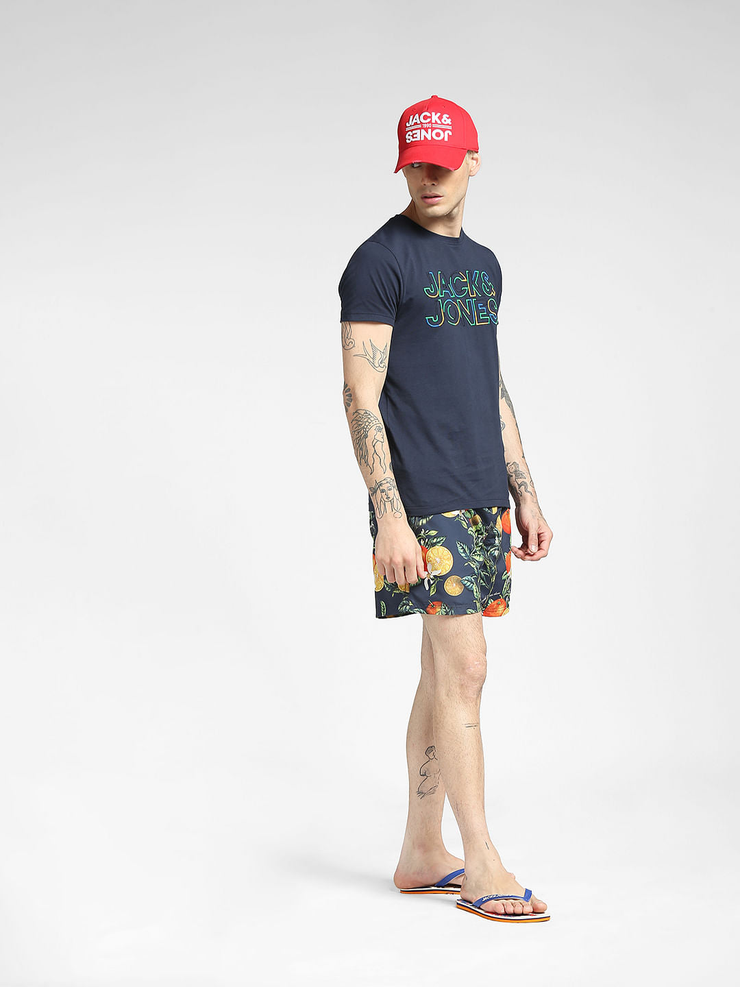 Blue Printed Swim Shorts - S