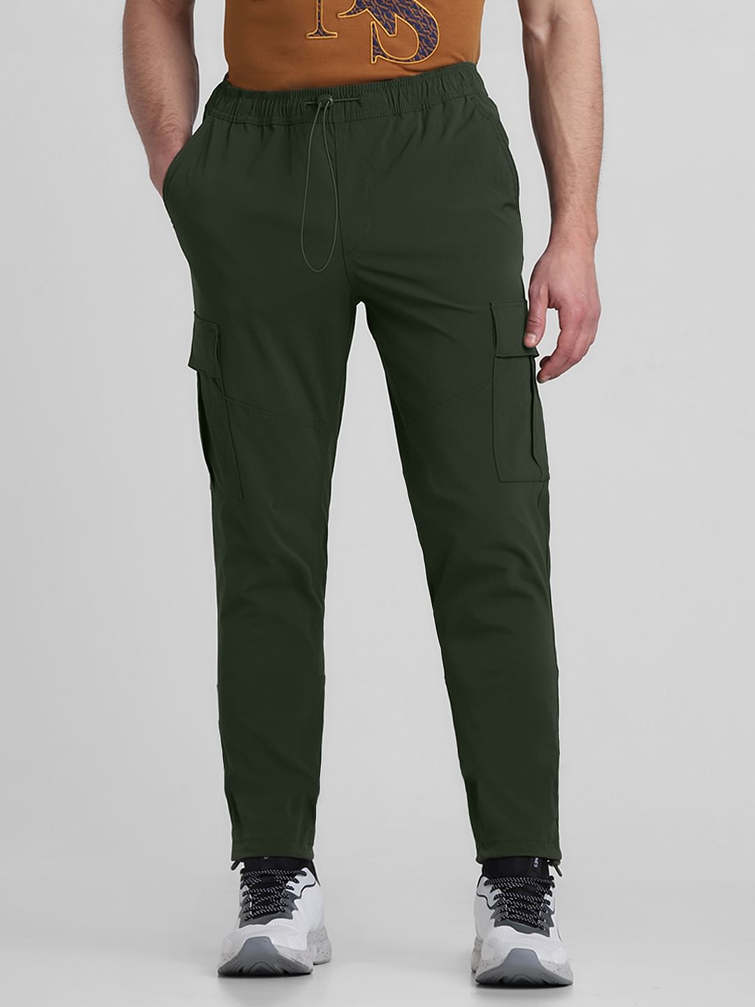 Olive Mid Rise Nylon Pants - S