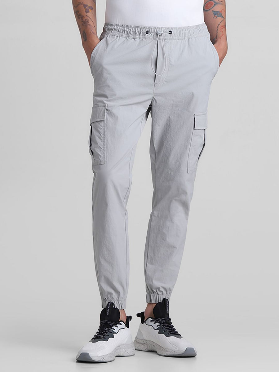 Grey Mid Rise Slim Fit Cargos